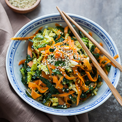 Raw Kale, Cabbage Carrot Salad