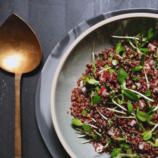 Red Quinoa Salad with Microgreens