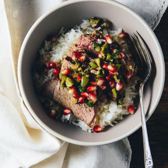 Steak with Olive Chimichurri