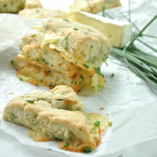 Brie + Chive Puddle Scones