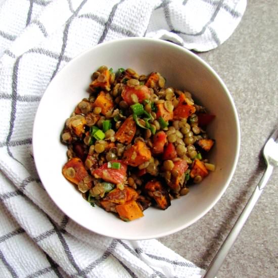 Roasted Sweet Potato and Lentils