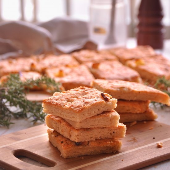 Rosemary roasted garlic focaccia