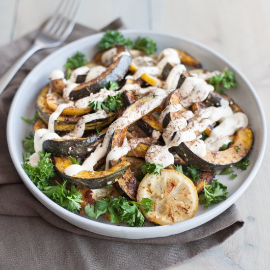 Roasted Acorn Squash with Tahini