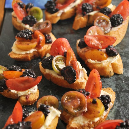 tomato & blackberry crostini