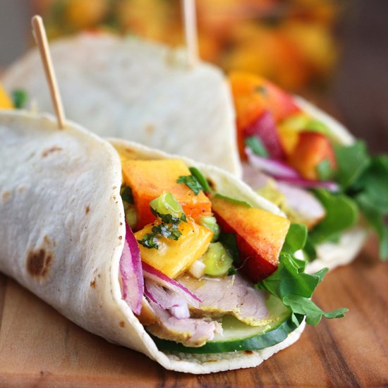 Curry Pork Wraps with Nectarines