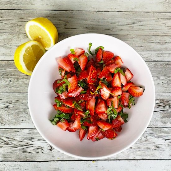 Strawberry Lemon Basil Fruit Bowl