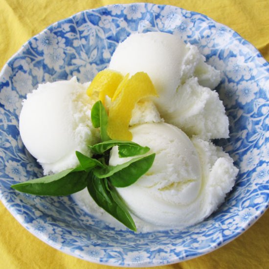 Lemon Basil Ricotta Ice Cream