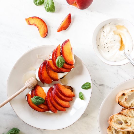 Peach Honey Ricotta Crostini