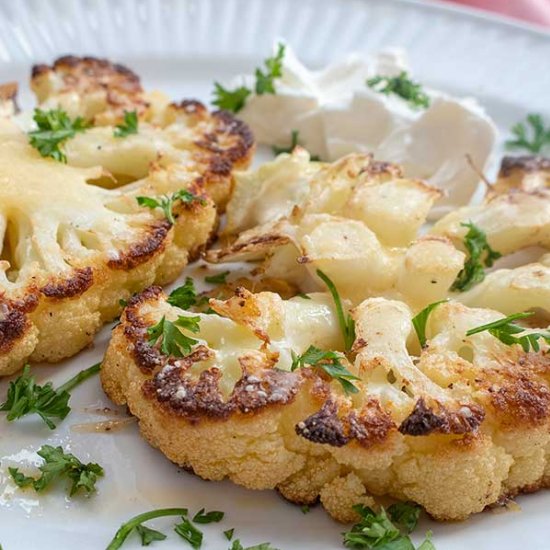 Cauliflower Steak with Cashew Sauce