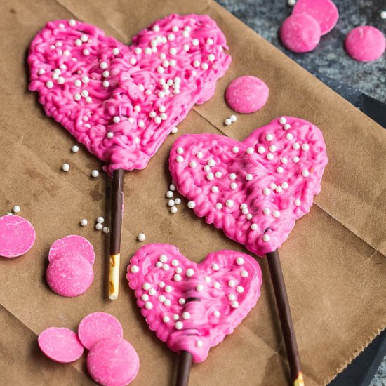 Chocolate Pocky Heart Decorations