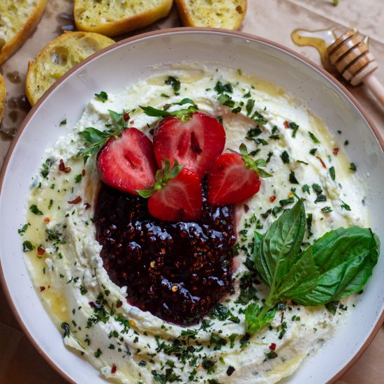 Basil Whipped Feta with Mixed Berries