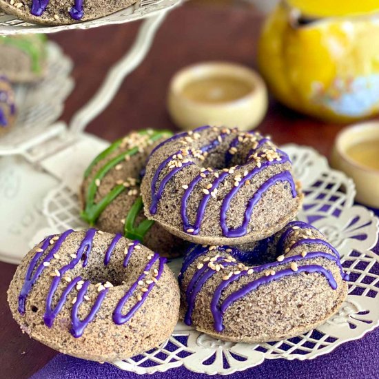 Baked Black Sesame Mochi Donuts