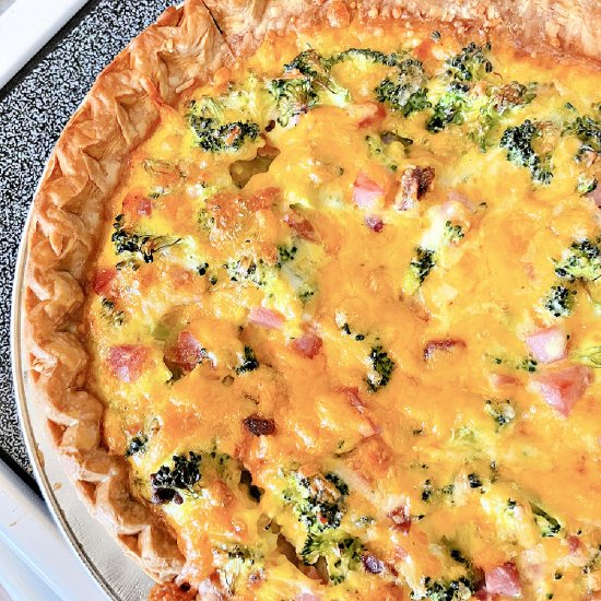 Ham and Broccoli Cheddar Quiche