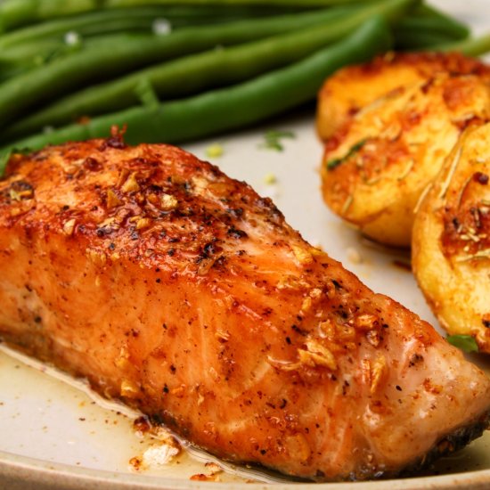 Salmon with Butter Garlic Sauce