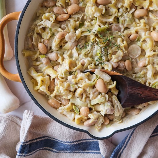 Creamy Leek Pasta with Butter Beans