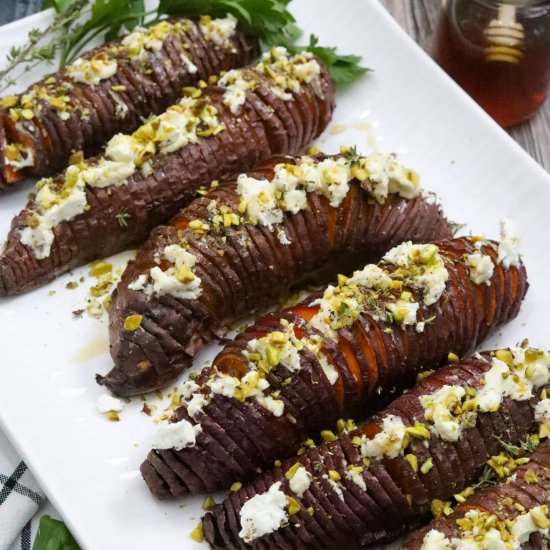 Goat Cheese Hasselback Sweet Potato