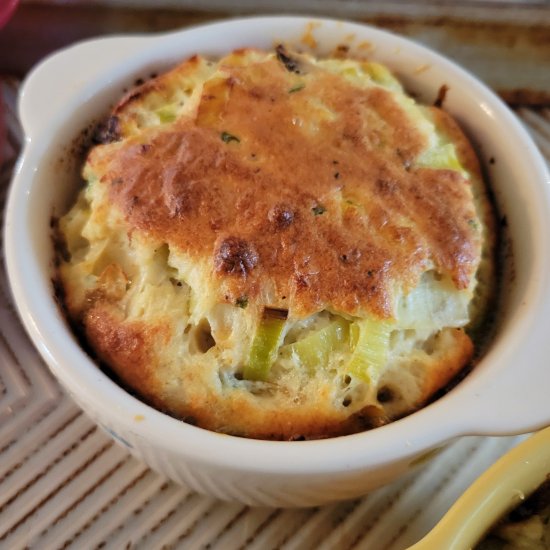 Leek and parmesan soufflés