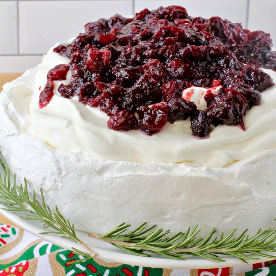 Wintery Pavlova with Cranberries