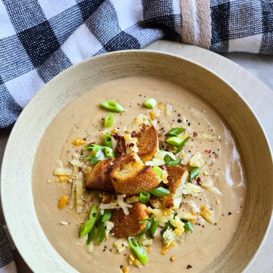 Roasted Cauliflower Cheddar Soup