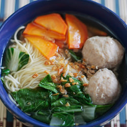 Noodle Soup with Mushroom Balls