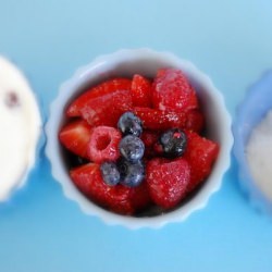 Mixed Berry Angel Food Cake Brulee