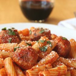 Turkey Meatballs and Rigatoni