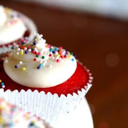 Bright Red Velvet Cupcakes