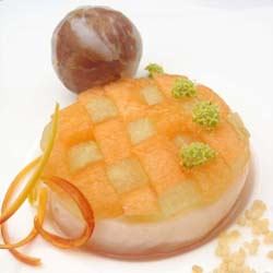 Scallop Ceviche with Woven Melon