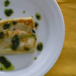 Warm, Basil-Scented Pesto Blintzes