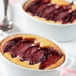 Plum Ricotta and Semolina Gratins