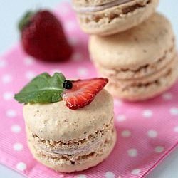 Mint and Strawberry Macarons