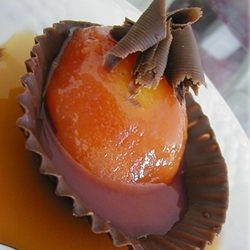 Poached Fruit in Chocolate Cup