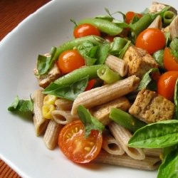 Penne with Tomatoes, Beans, Tofu