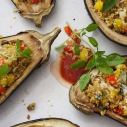 Couscous Stuffed Eggplants