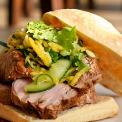 Pork Sandwich & Mango Cucumber slaw