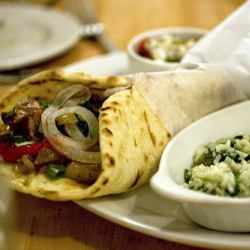 Pork Souvlaki, Tzatziki, Pita Bread