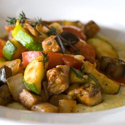 Ratatouille over Soft Polenta