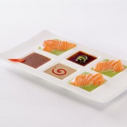 Salmon Sashimi with Spicy Sauces