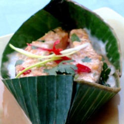 Salmon Baked in Banana Leaf Boats