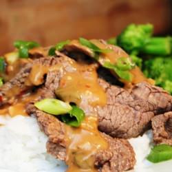 Flank Steak with Hot Peanut Sauce