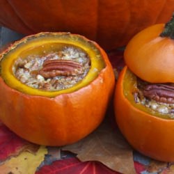 Pecan Pies in Pumpkin Shells