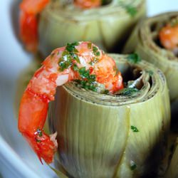 Boiled Artichokes with Shrimps