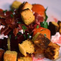 Beet Salad with Cornbread Croutons