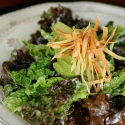 Salad with Fried Parnip Garnish