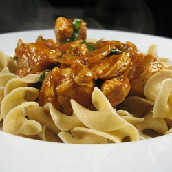 Chicken Stewed in Wine with Pasta