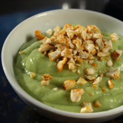 Avocado Pudding with Spicy Cashews