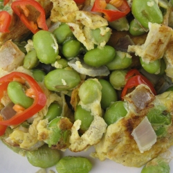 Fried Scramble Eggs with Edamame