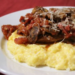 Steaks with Tomato-Mushroom Ragu