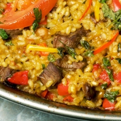 Lamb and Red Pepper Paella