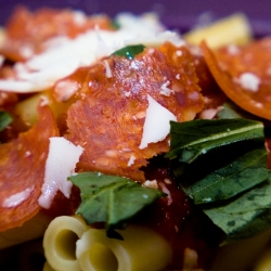 Ziti with Cheese, Basil & Pepperoni